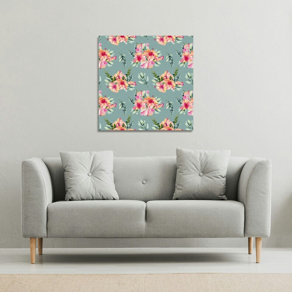 image 1 of Pink Flowers (Canvas Print) 77 x 77 x 4cm