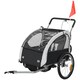image 1 of HOMCOM 2 Seat Bike Trailer with 5 Point Harness, for 18+ Months, Black