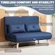 image 5 of HOMCOM Click Clack Sofa Bed, 2 Seater Bed Settee for Living Room, Dark Blue