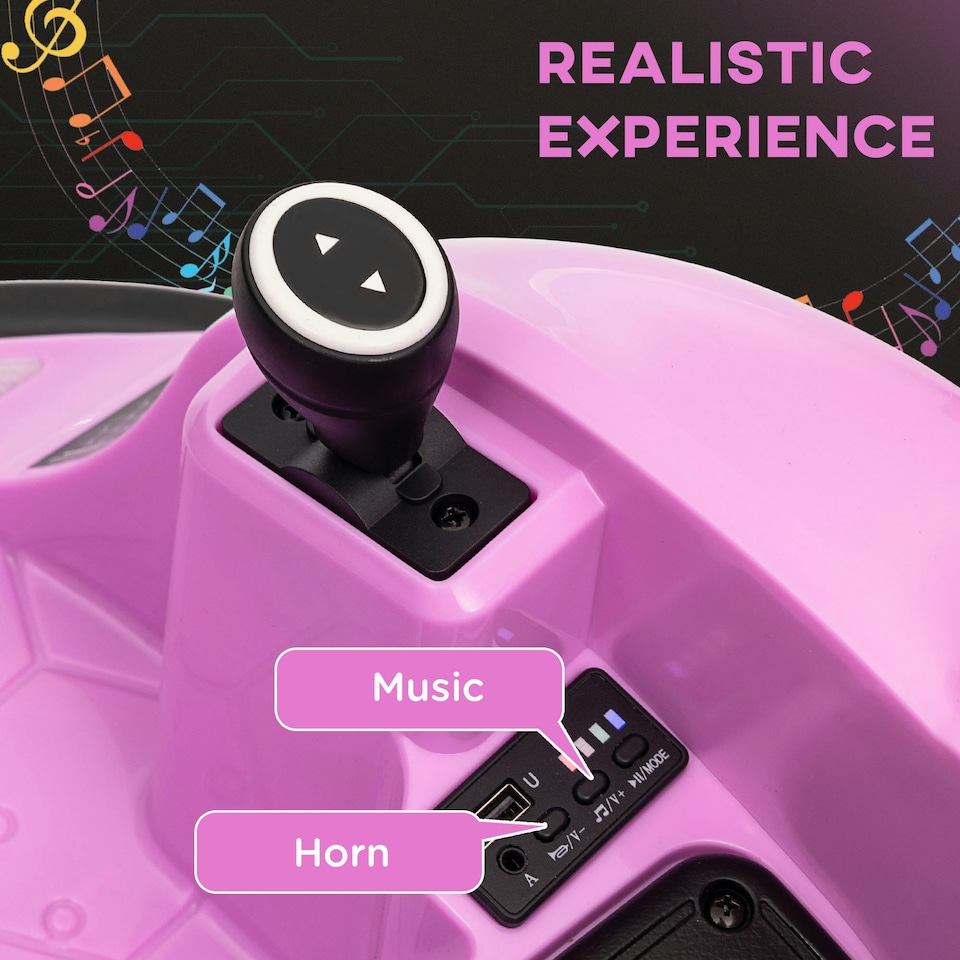 image 1 of AIYAPLAY 360° Rotation 12V Kids Bumper Car w/ Remote Control, Pink