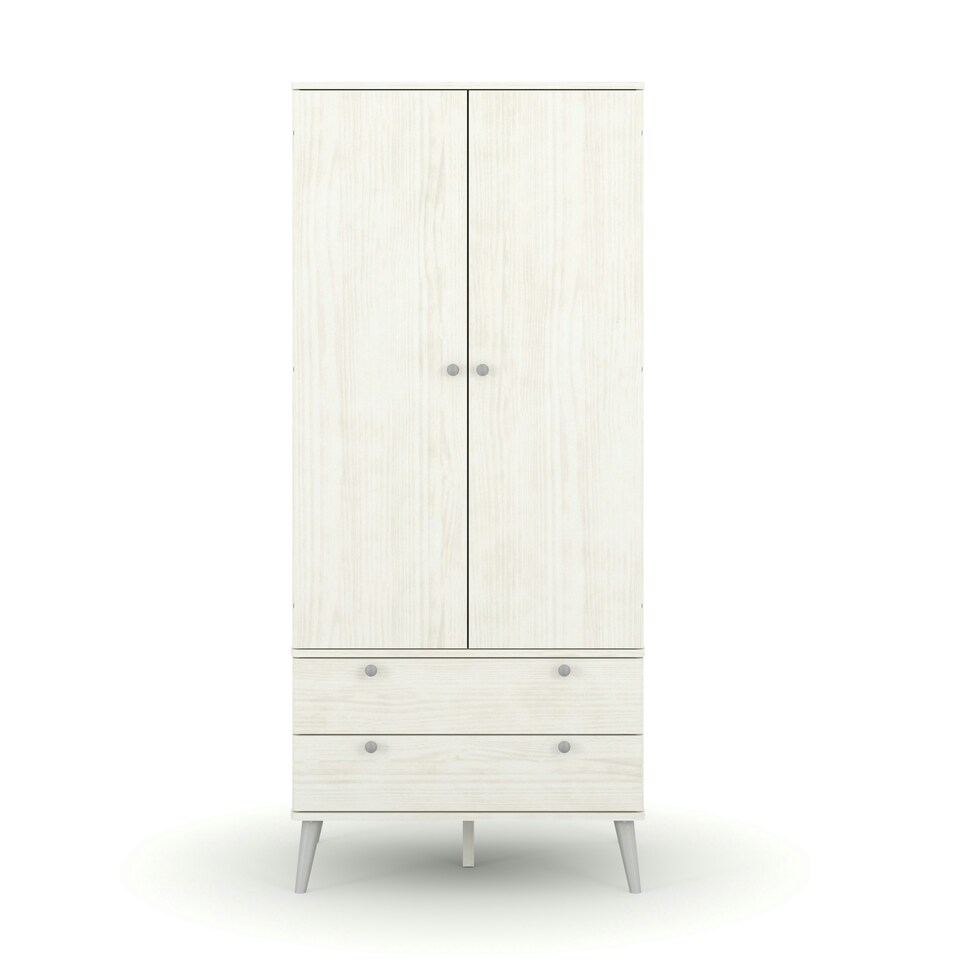 image 1 of Core Products Augusta Curve 2 Door, 2 Drawer Wardrobe, White H176.0cm x W76.5cm x D53.0cm White