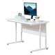 image 1 of HOMCOM Computer Desk Writing Table with 2 Cable Management Holes Metal Leg White