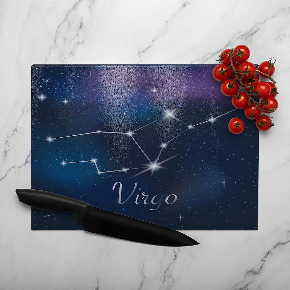 image 1 of Zodiac Sign Virgo Dining Glass Chopping Board | Multi