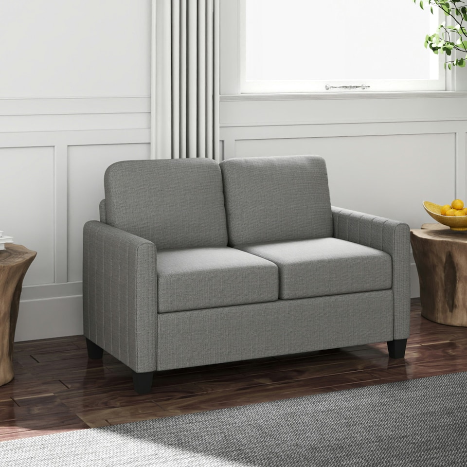 image 1 of HOMCOM Modern 2 Seater Sofa with Spring Cushion, Back Pillow, Grey Grey