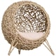 image 6 of PawHut Wicker Cat House, Ball-Shaped Rattan Raised Cat Bed - Natural Wood Finish