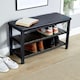 image 3 of Spalding Black Metal Shoe Bench with Two Storage Shelves - Perfect for the Hallway Black