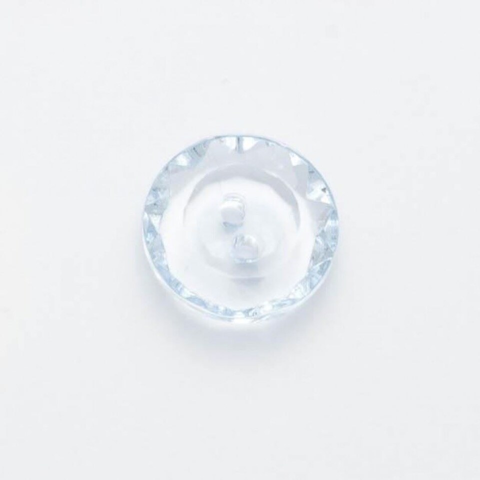 Minerva Pale Blue Round Faceted Clear Cut Buttons for Dressmaking - 13mm - per value pack of 100