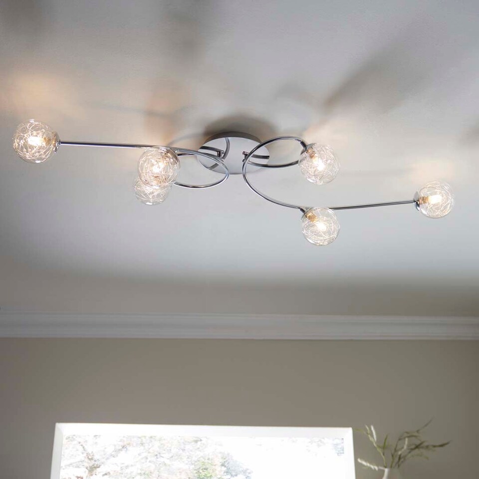 image 1 of Pagazzi Jaymie 6-Light Chrome Semi-Flush Ceiling Light