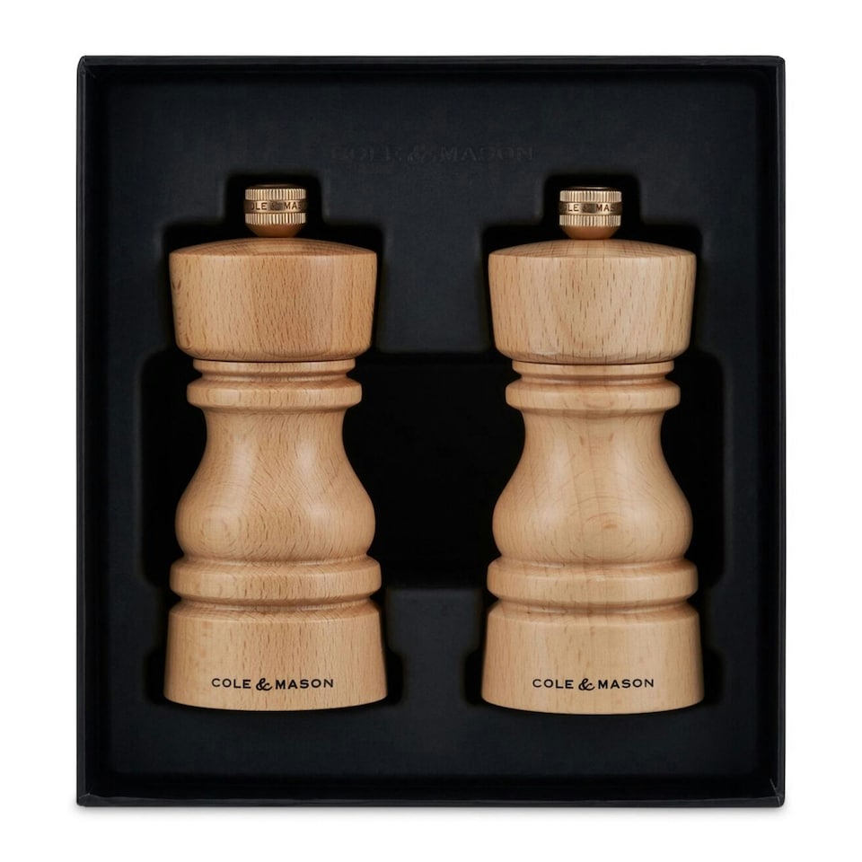 image 1 of Cole & Mason London Beech Wood Salt & Pepper Mill Set 130mm