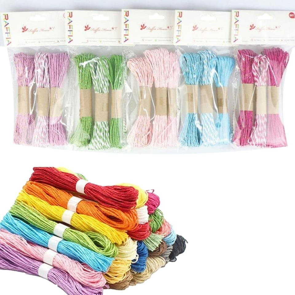 image 1 of Pack of 3 10m Strand Paper Rope Reels Multi
