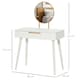 image 7 of HOMCOM Modern Dressing Table w/ 2 Drawers Round Mirror for Bedroom White
