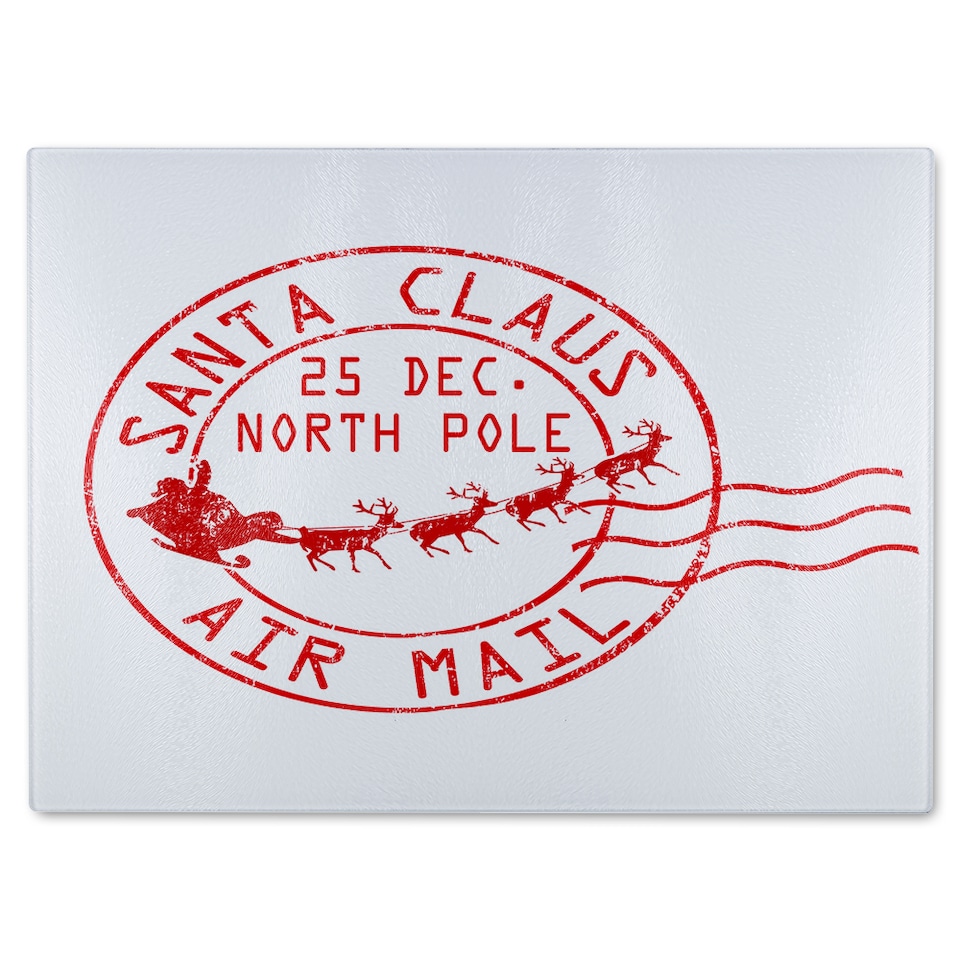 image 1 of Santa Claus Air Mail Dining Glass Chopping Board | Multi