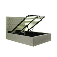 Wilson Oatmeal Fabric Ottoman Bed Double N/A