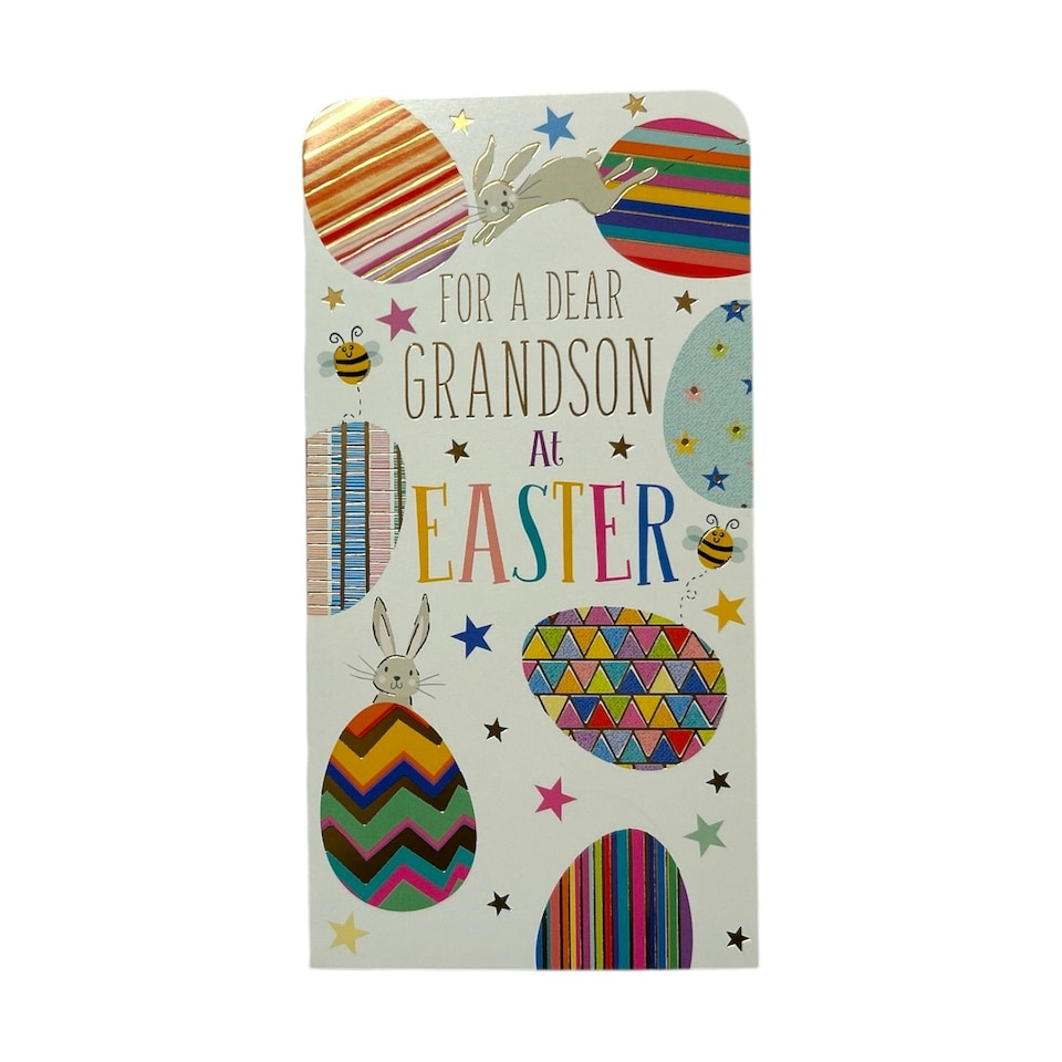 image 1 of For A Dear Grandson Bunnies And Eggs Design Easter Money Wallet Card