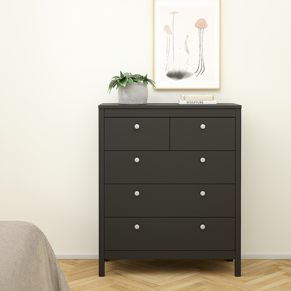 image 1 of Madrid Chest 3+2 Drawers in Matt Black