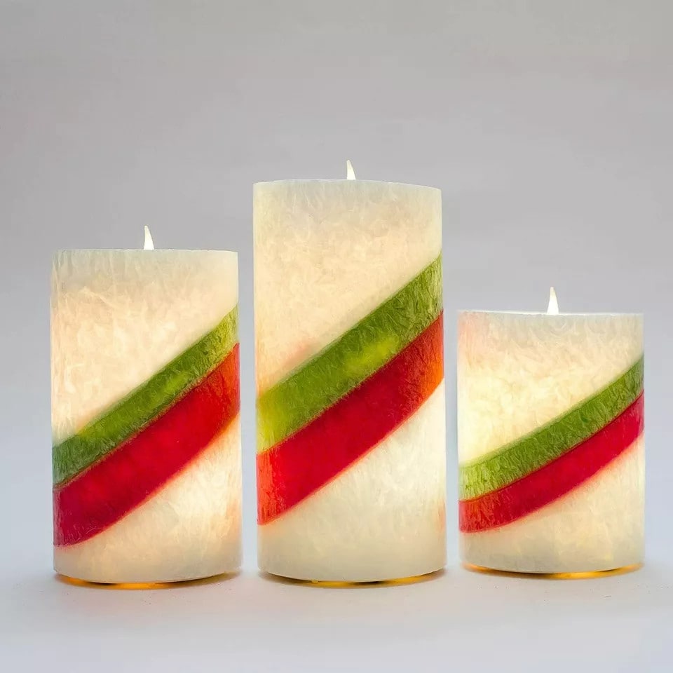 image 1 of 3-Pcs LED Flameless Battery Candles - Colorful Christmas Lamps