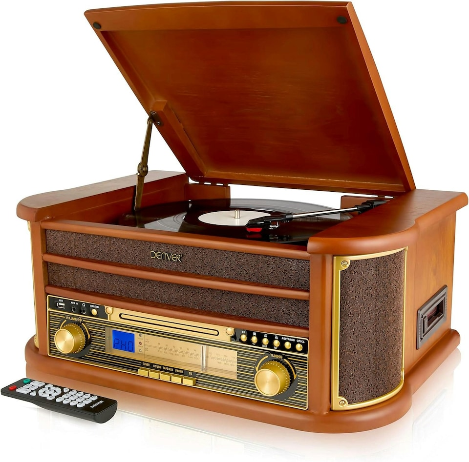image 1 of Denver MCR-50BT Vintage Retro Bluetooth Music Centre with CD, Cassette, and USB HiFi System