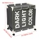 image 5 of Living and Home 3-Section Laundry Hamper Sorter with Lids & Wheels - Dark Grey | Grey