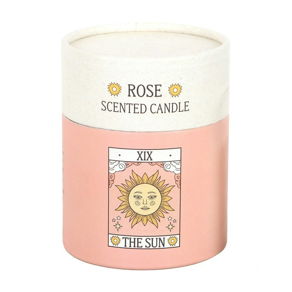 image 1 of The Sun Vintage Tarot Rose Jar Candle White