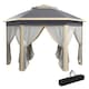 image 6 of Outsunny 3x4m Hexagon Gazebo w/ Mesh Curtains Outdoor Garden, Khaki