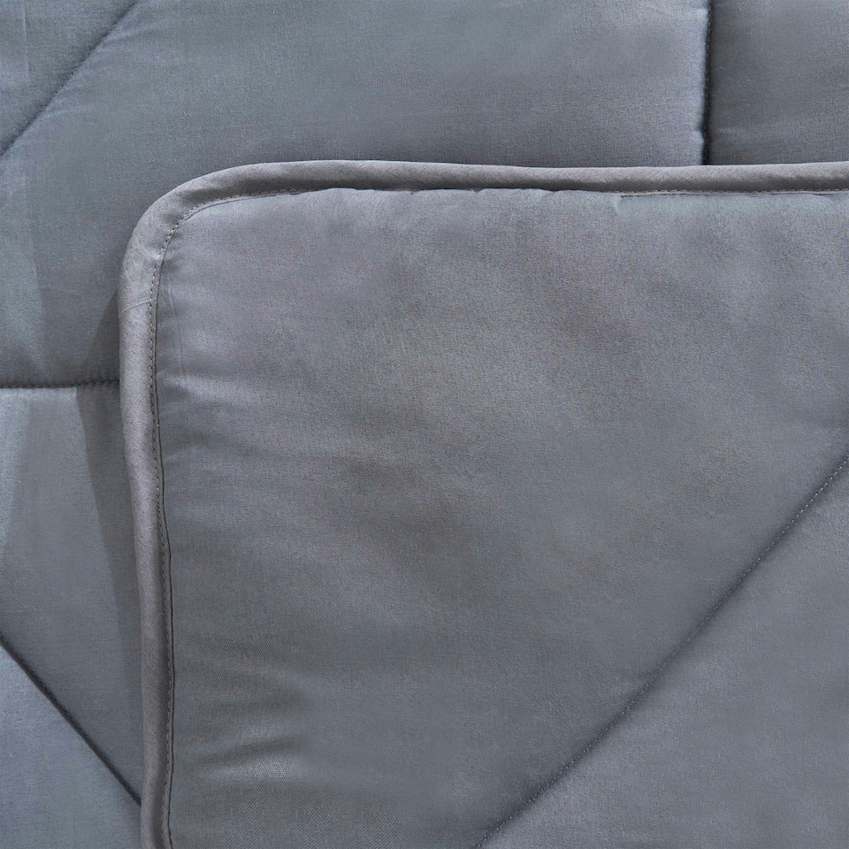 image 1 of OHS Coverless Quilted Geometric Embossed Soft Plush Cosy 7.5 Tog Washable Duvet Cover and Pillowcase Bedding Set Grey | Double