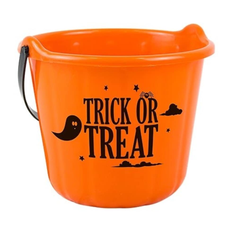 Orange Halloween Trick Or Treat Candy Bucket 18cm