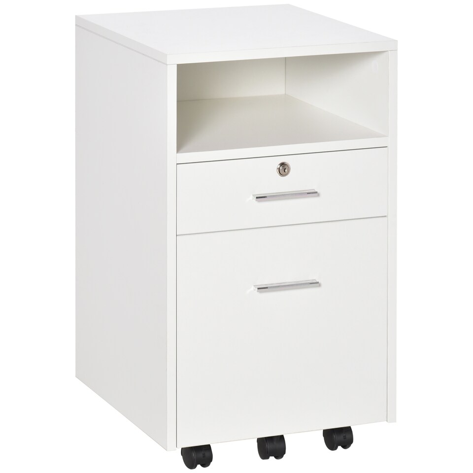 image 1 of Vinsetto Mobile File Cabinet Lockable Storage Unit Cupboard for A4 Letter Home Filing Furniture for Office, Bedroom and Living Room, 39x40x65cm, White