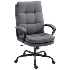 HOMCOM Fabric Office Chair, Computer Desk Chair for Home, Charcoal Grey Grey