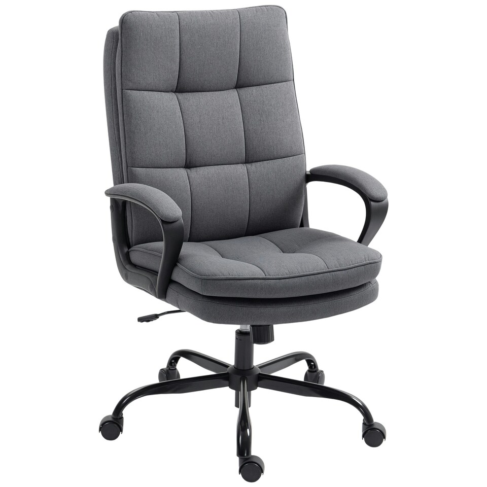 image 1 of HOMCOM Fabric Office Chair, Computer Desk Chair for Home, Charcoal Grey Grey