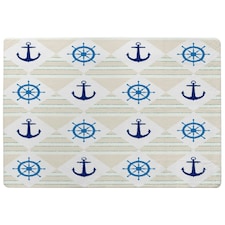 Nautical Elements on Striped Background (Rug) Blue | XL: 160x230cm