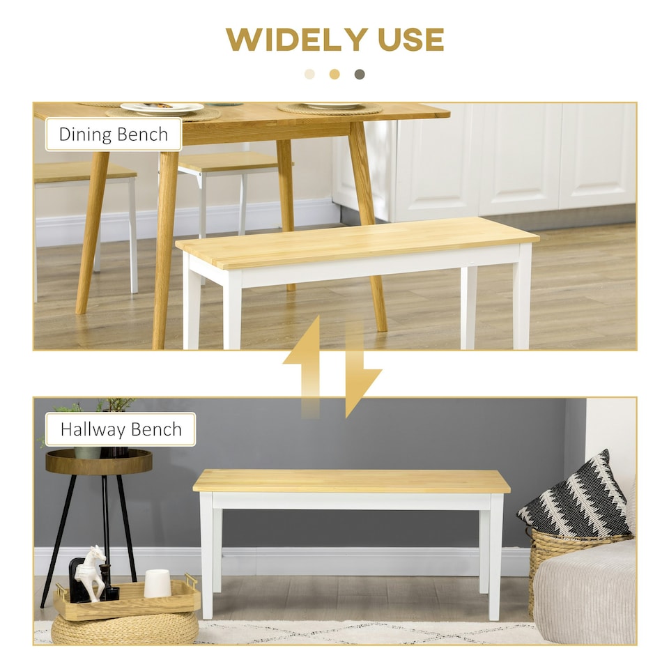 image 1 of HOMCOM Wood Dining Bench Wooden Bench for 2 People, White