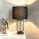 image 2 of ValueLights Gabbia Pair of Black Wire Cage Metal Bedside Dimmer Touch Table Lamps with Fabric Drum Lampshade