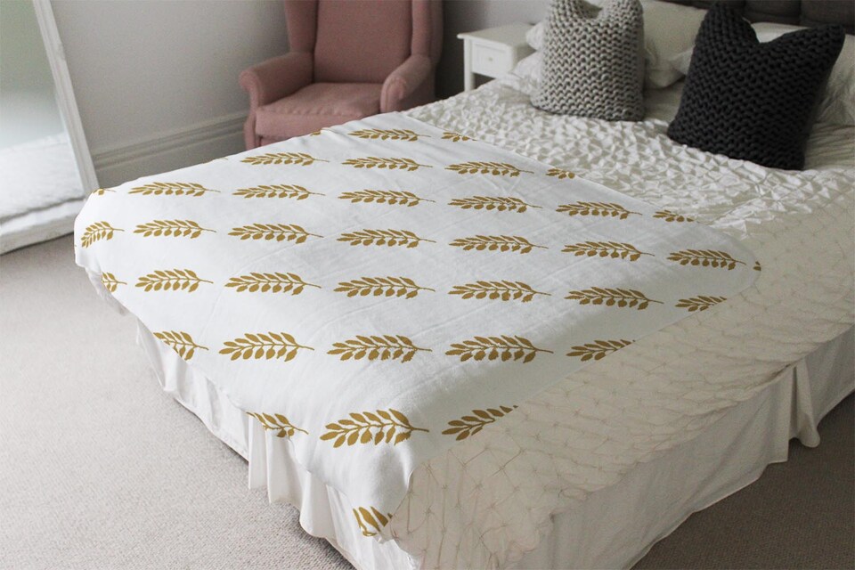 image 1 of Gold Leaf Pattern Blanket | Multi