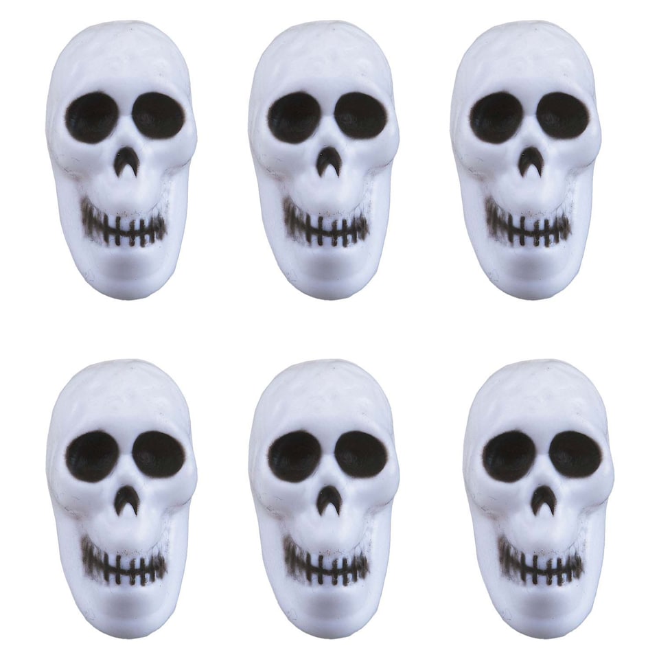image 1 of PMS Skulls Pumpkin Set of Six Halloween Decorations - 6-Pack