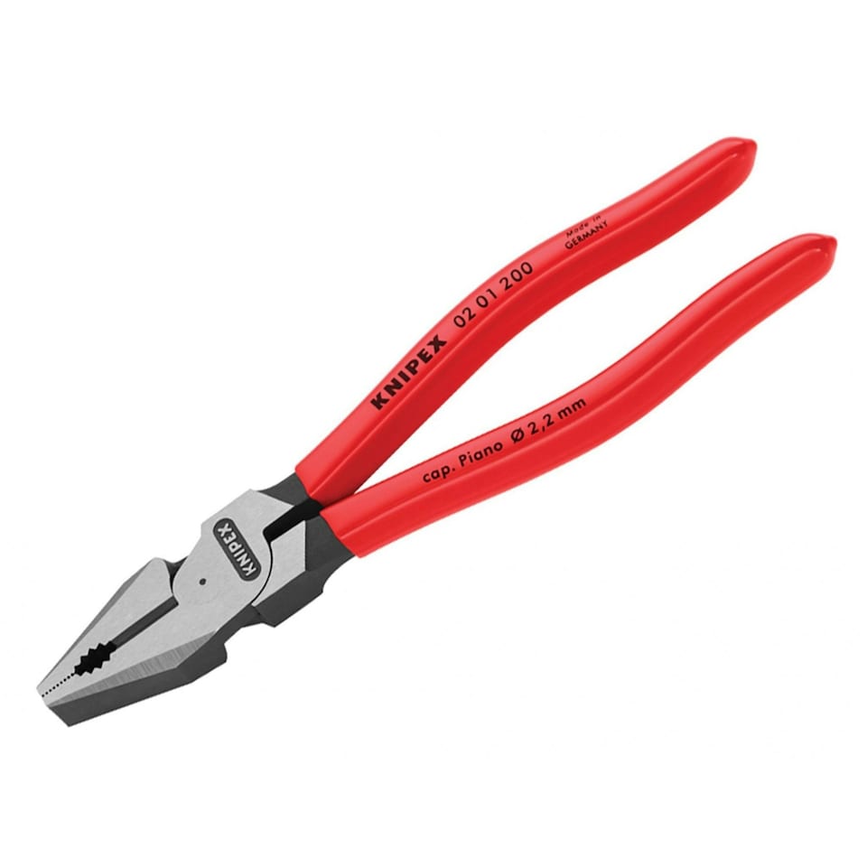 Knipex 02 01 Series High Leverage Combination Pliers, Plastic Coated Grip - Multi Colour - 200mm