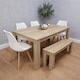 image 1 of Dining Table Set Oak Effect Table With 4 White Plastic Chairs And Bench Dining Room Furniture | Brown | 6