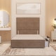image 1 of Divan Bed Base with 2 Drawers & Plain Floor Standing Headboard Plush Velvet | Brown | Beige