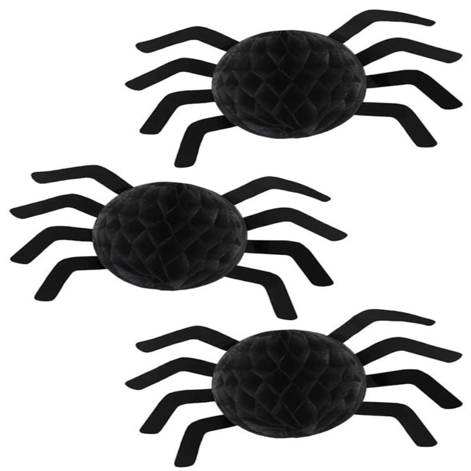 image 1 of Pack of 3 Halloween Honeycomb Spider Decorations