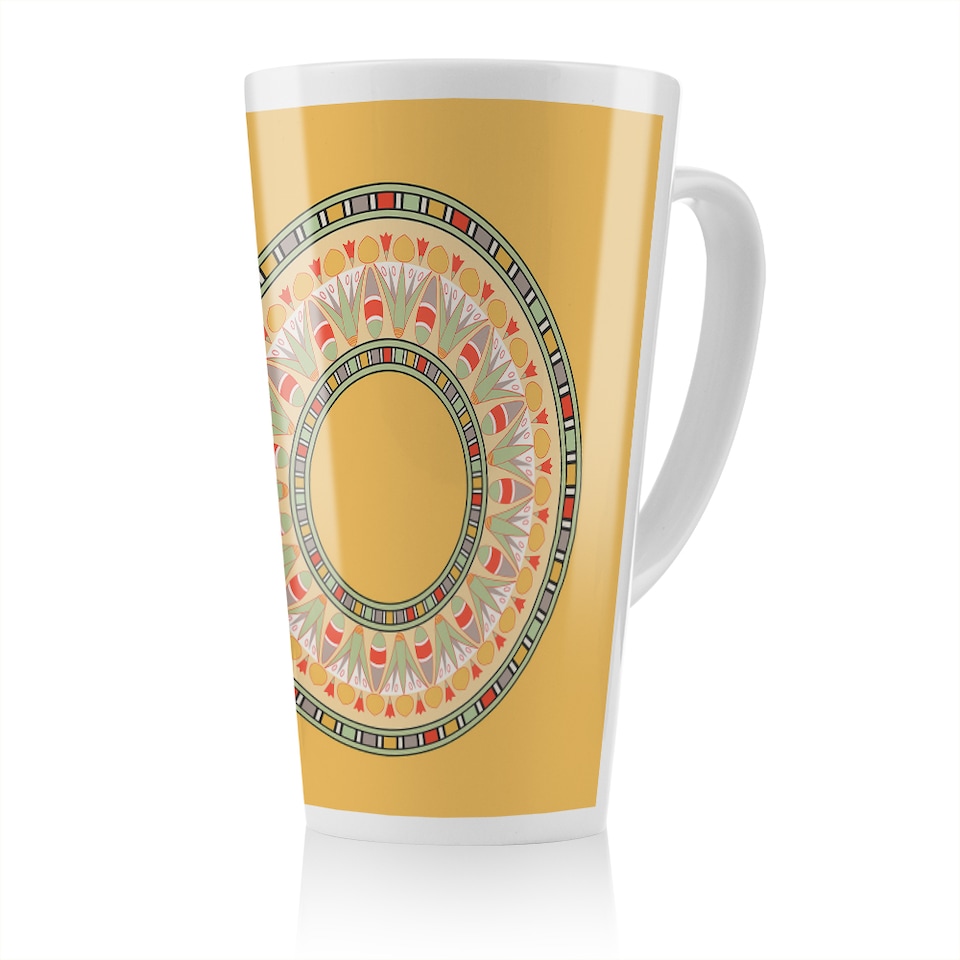 image 1 of Orange Circle Ornament Round Frame Latte Mug