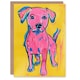 image 1 of Cute Puppy Pop Art Pink Yellow Blue Dog Lover Birthday Card