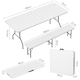 image 9 of 6ft Folding Table and benches heavy duty Indoor and Outdoor use Garden Camping Event Table White | White | White