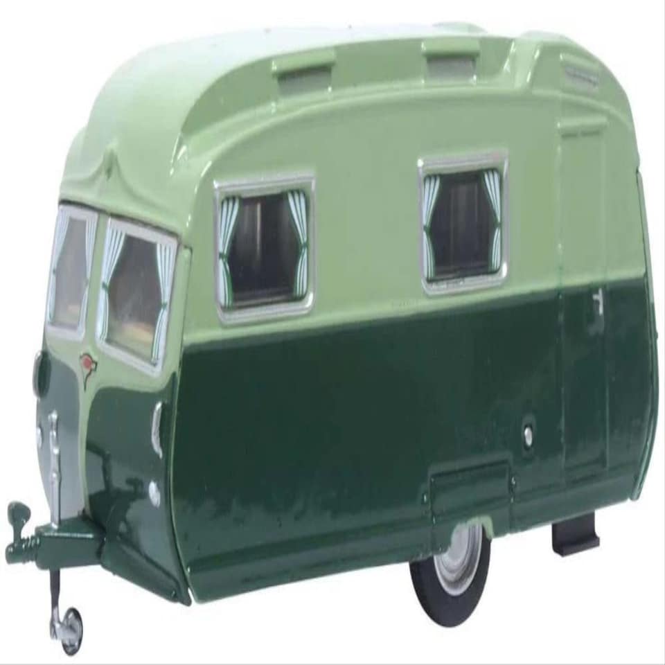 image 1 of Oxford Diecast Carlight Continental Caravan Dark Green/Sage Green