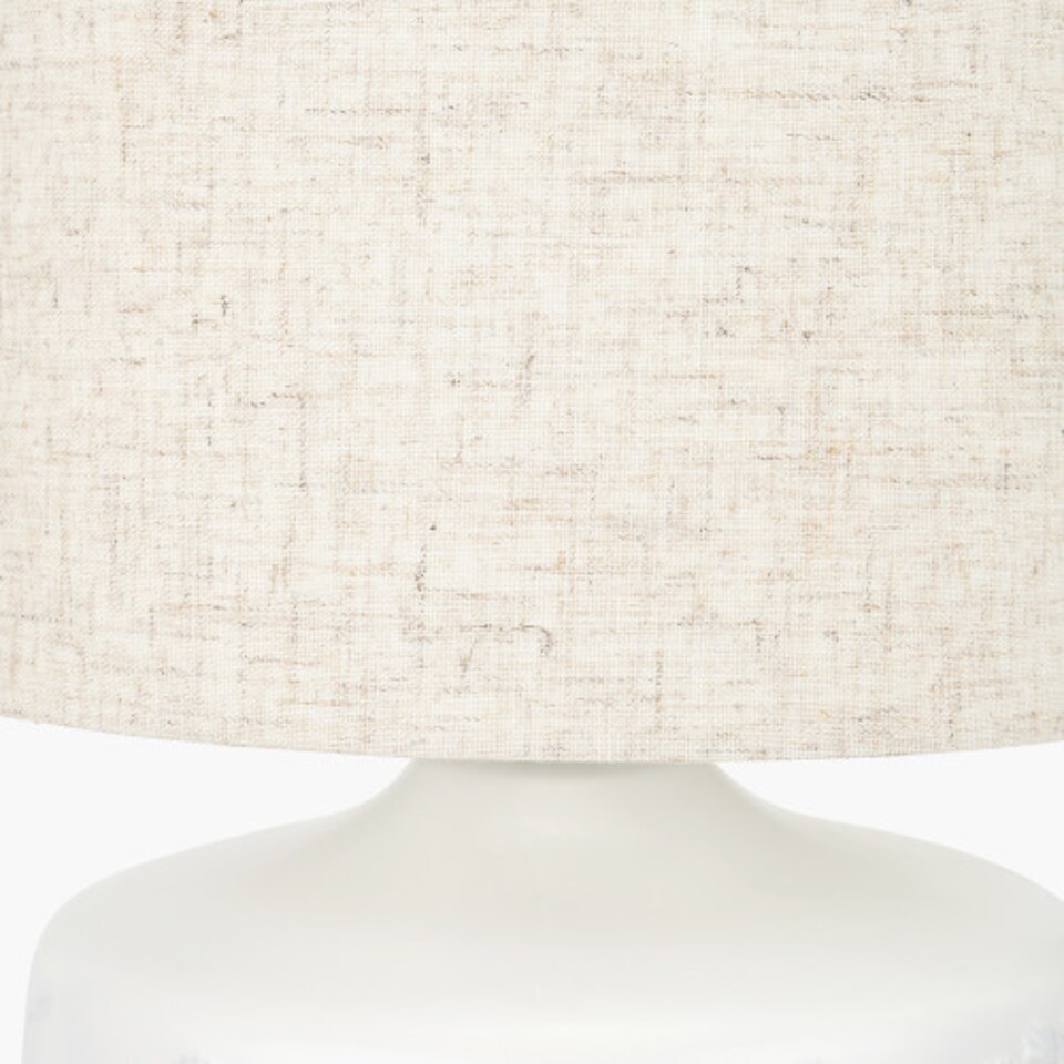 image 1 of Dandelion Flowers White Small Floral Ceramic Table Lamp | White | White | 1