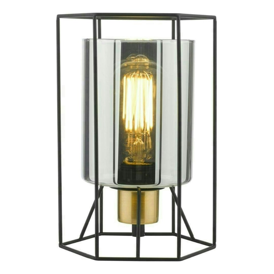 image 1 of Sabrina Black and Smoked Glass Table Lamp Black