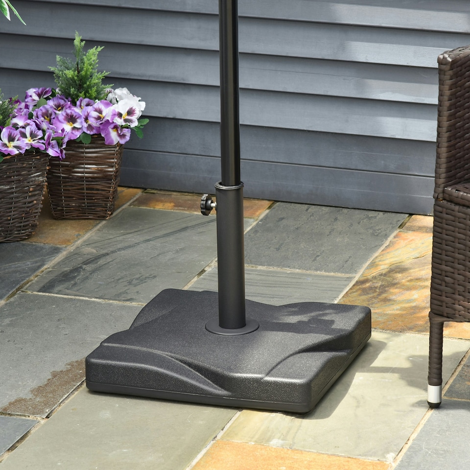 image 1 of Outsunny 20KG Square Patio Parasol Base, Fits Φ32mm,Φ38mm,Φ48mm Pole - Black