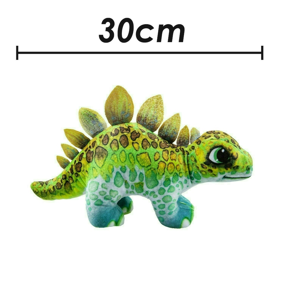 image 1 of Dinosaur Stegosauras Soft Toy Dino Plush Cuddly Soft Fluffy Plushie 30cm Green