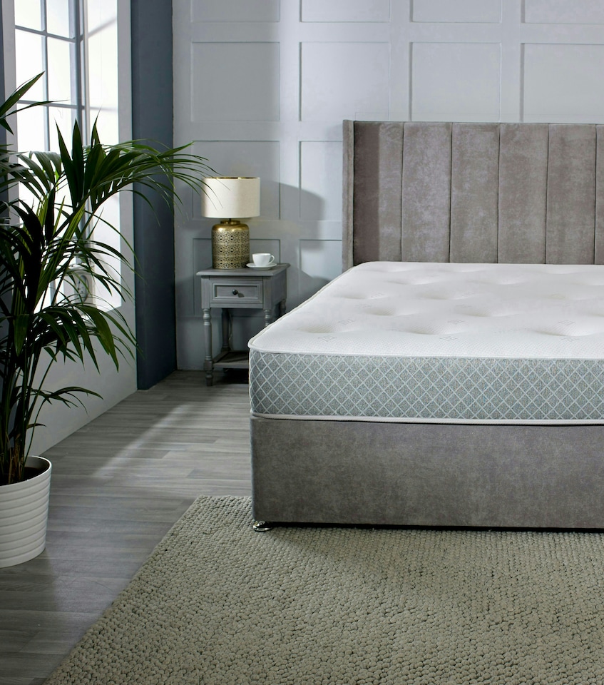 image 1 of Nebraska Tufted Hybrid Mattress - Soft Feel Cool Touch Quilted Sleep Surface | Grey | Small Single