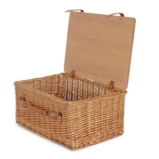 Double Steamed Empty Picnic Basket with Pinewood Lid Brown | XL
