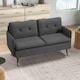 image 2 of HOMCOM Modern Two Seater Sofa, Button Tufted Loveseat with Cushions and Steel Legs for Living Room, Guest Room, Dark Grey | Grey | One Size