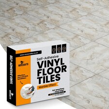 NOVECRAFTO Vinyl Floor Tiles Self Adhesive – 12x12in Peel and Stick Flooring for Kitchen, Bathroom & Living Room – Beige Marble Flow Design | Brown | 3.72 sqm